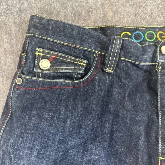 Vtg COOGI Jeans Mens sz 38x34 Embroidered Sneaker Shoes Rainbow Blue Denim Y2K - Picture 7 of 16